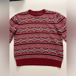 Brooks Brothers Red and White Patterned Kids Sweater